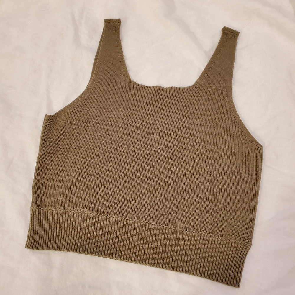 Lou & Grey Olive Green Knit Tank Top Size L